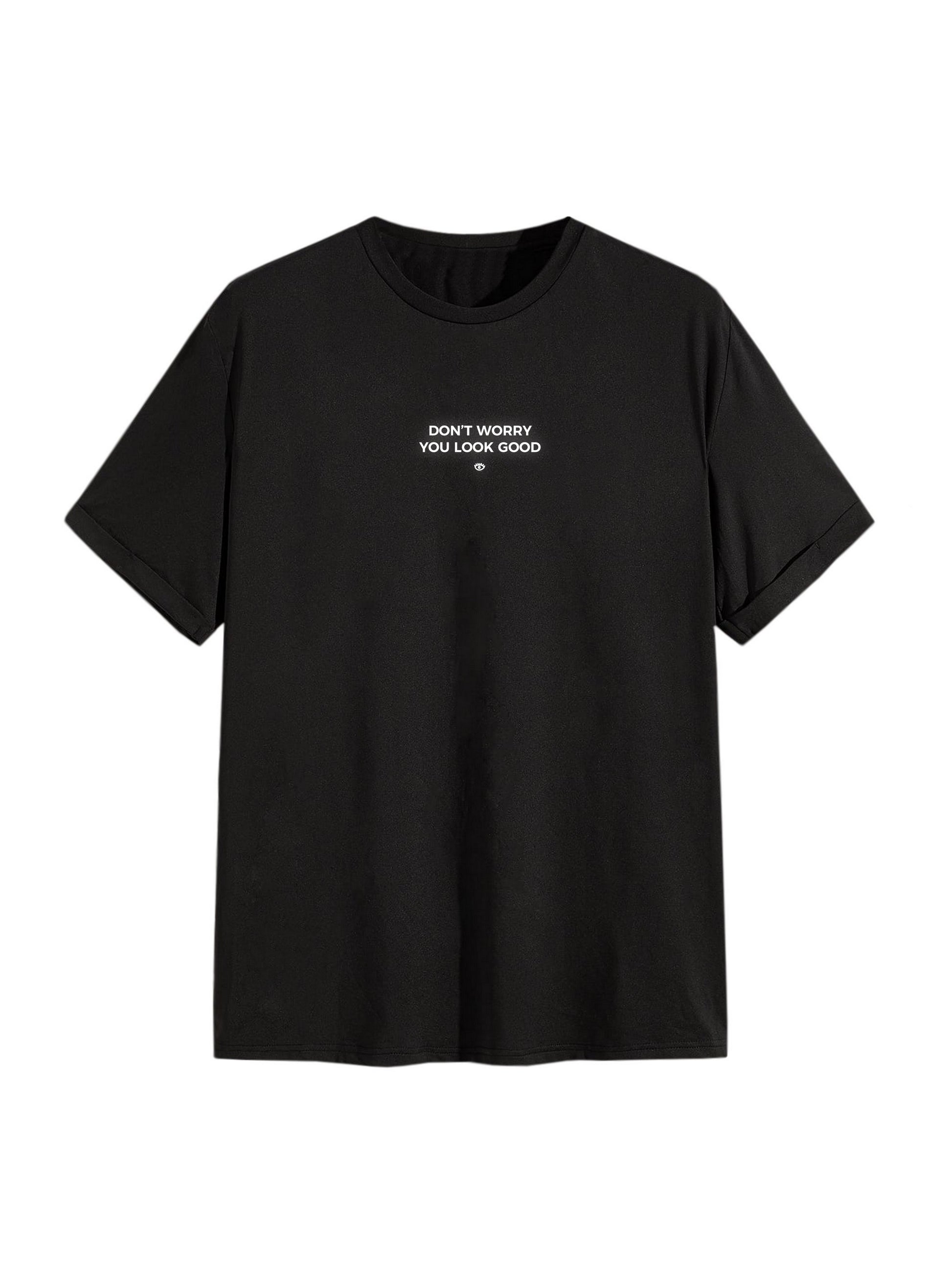 Tee shirt noir logo poitrine "you look good" 