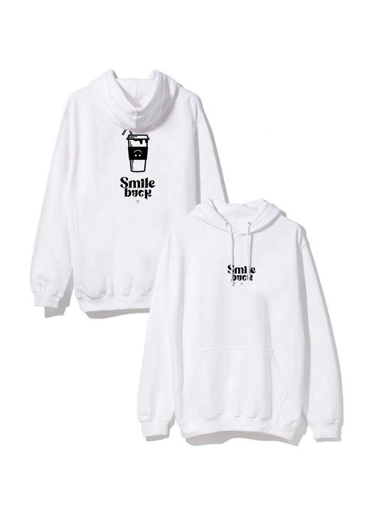 Hoodie Smile back milk shake blanc