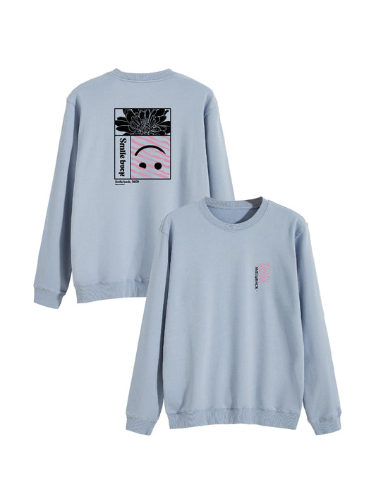 Sweat Smile back rectangle bleu gris