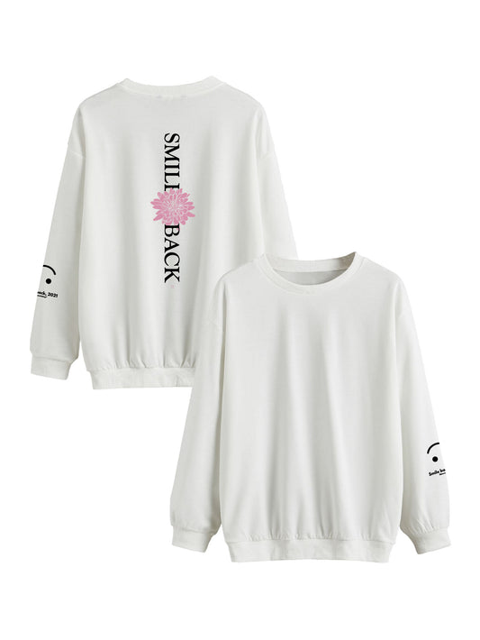 Sweat Smile back vertical rose et blanc