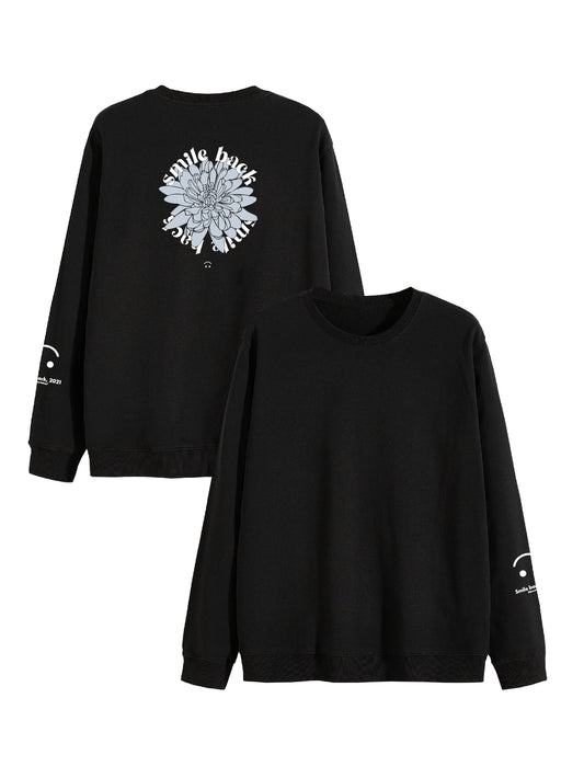 Sweat Smile back fleurs noir