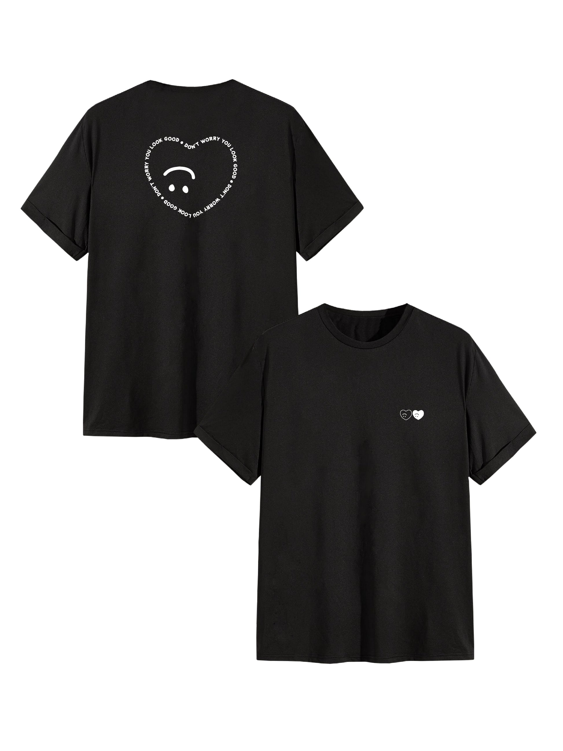 t shirt noir log coeur blanc