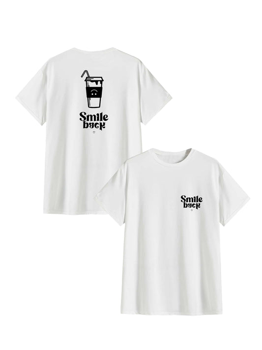 Tee shirt milk shake smile back blanc