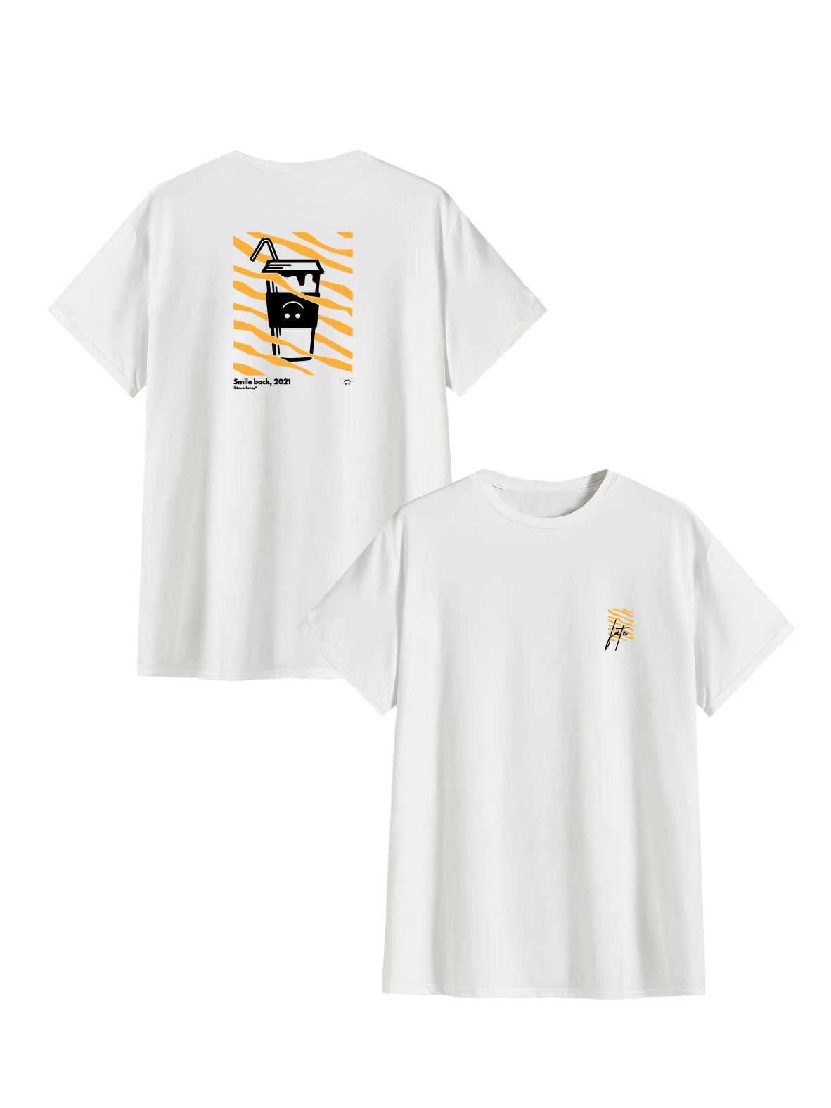 Tee shirt milk shake smile back jaune soleil et blanc