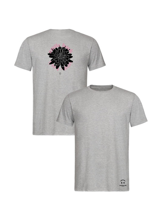 Tee shirt smile back fleurs gris