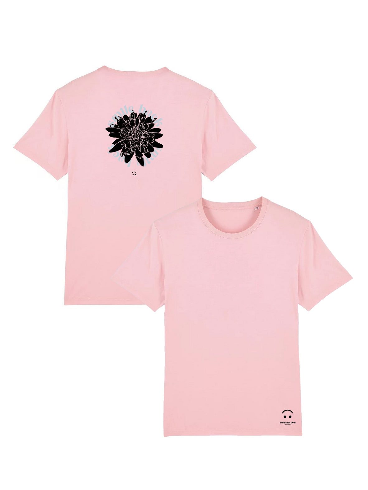 Copy of Tee shirt smile back fleurs bleu pastel et rose pastel