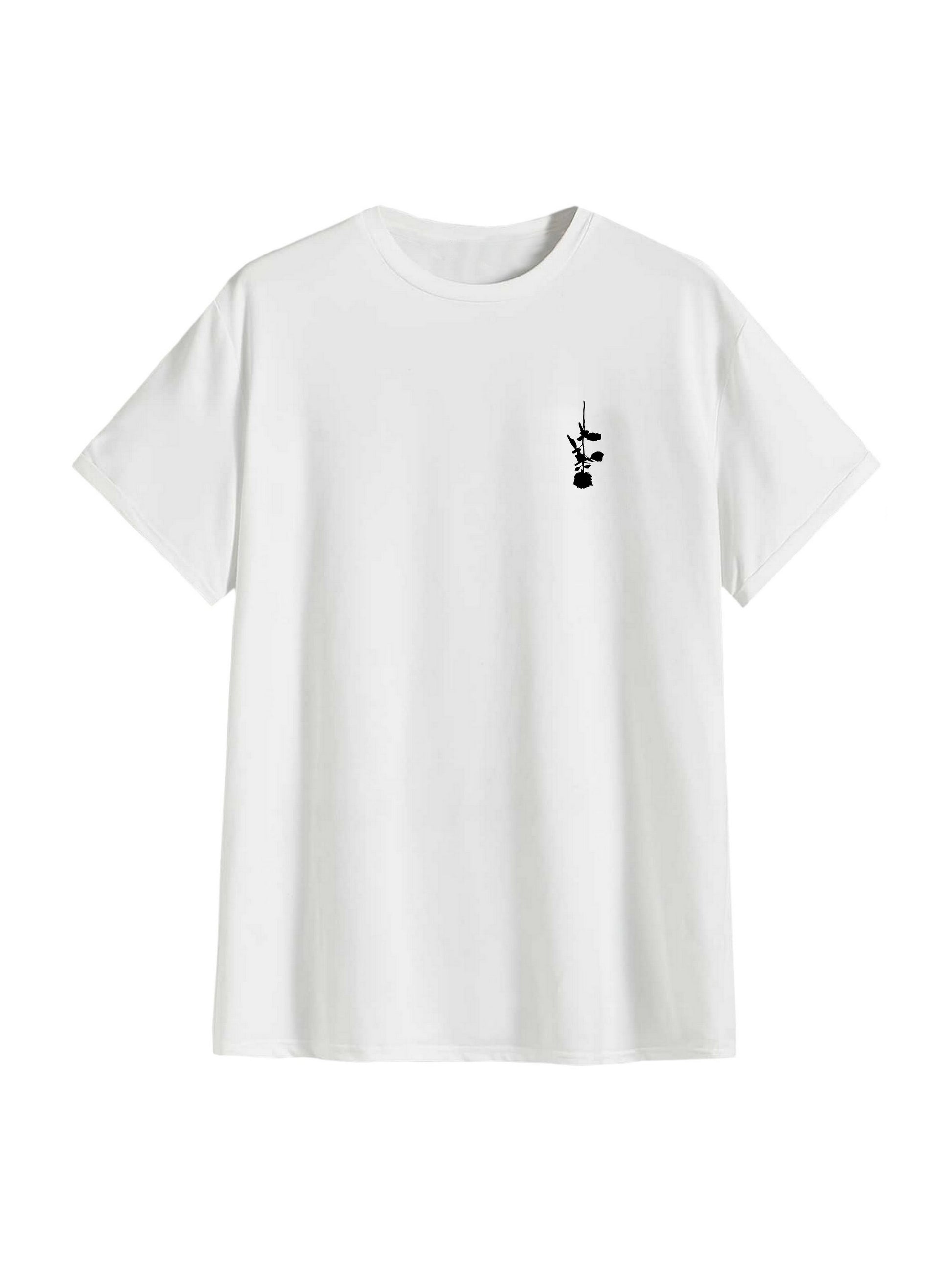 Tee shirt logo rose minimaliste blanc