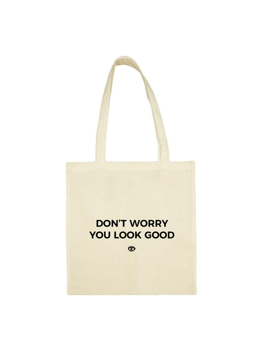 Tote bag "you look good" beige